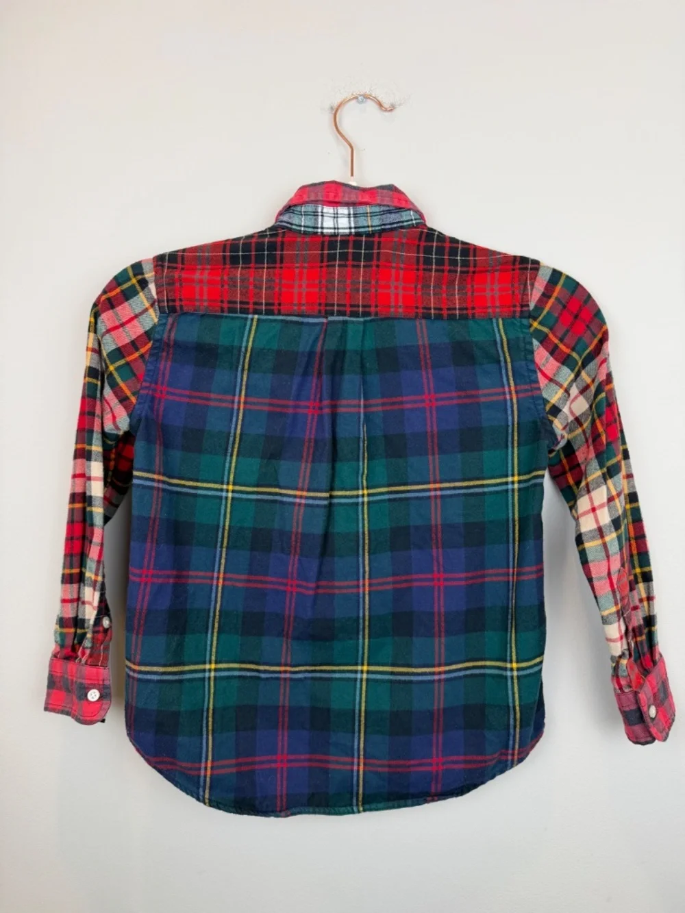 Ralph Lauren Boys Size 6 Patchwork Plaid Button Down Shirt Multicolor